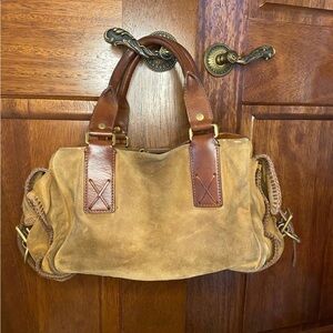 Yves Saint Laurent Tan and Brown Suede Handbag